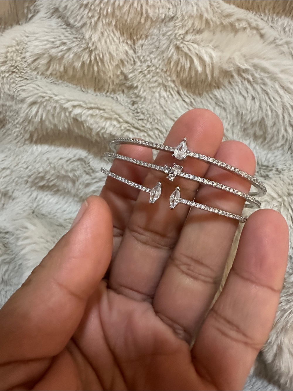 Sterling Silver Crystal Cuff Bracelet - Sparkling Clear
